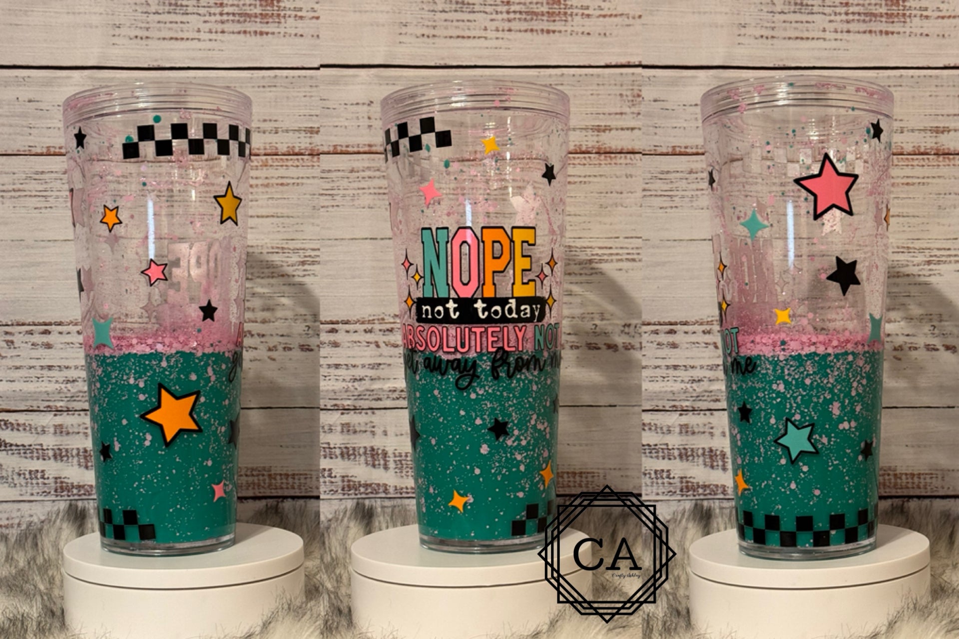 24oz Acrylic Tumbler Teal/Clear Not Today