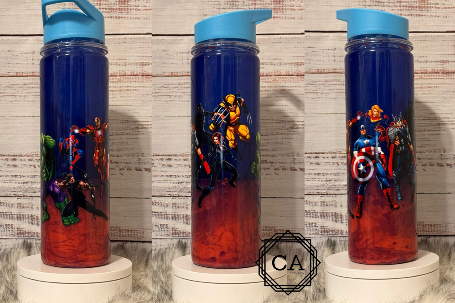 16oz Acrylic Bottle Blue/Red Lava Marvels