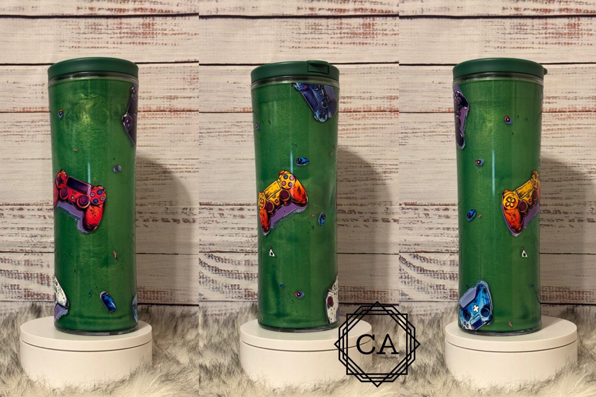 20oz Acrylic Bottle Green Cat Eye Game Controllers