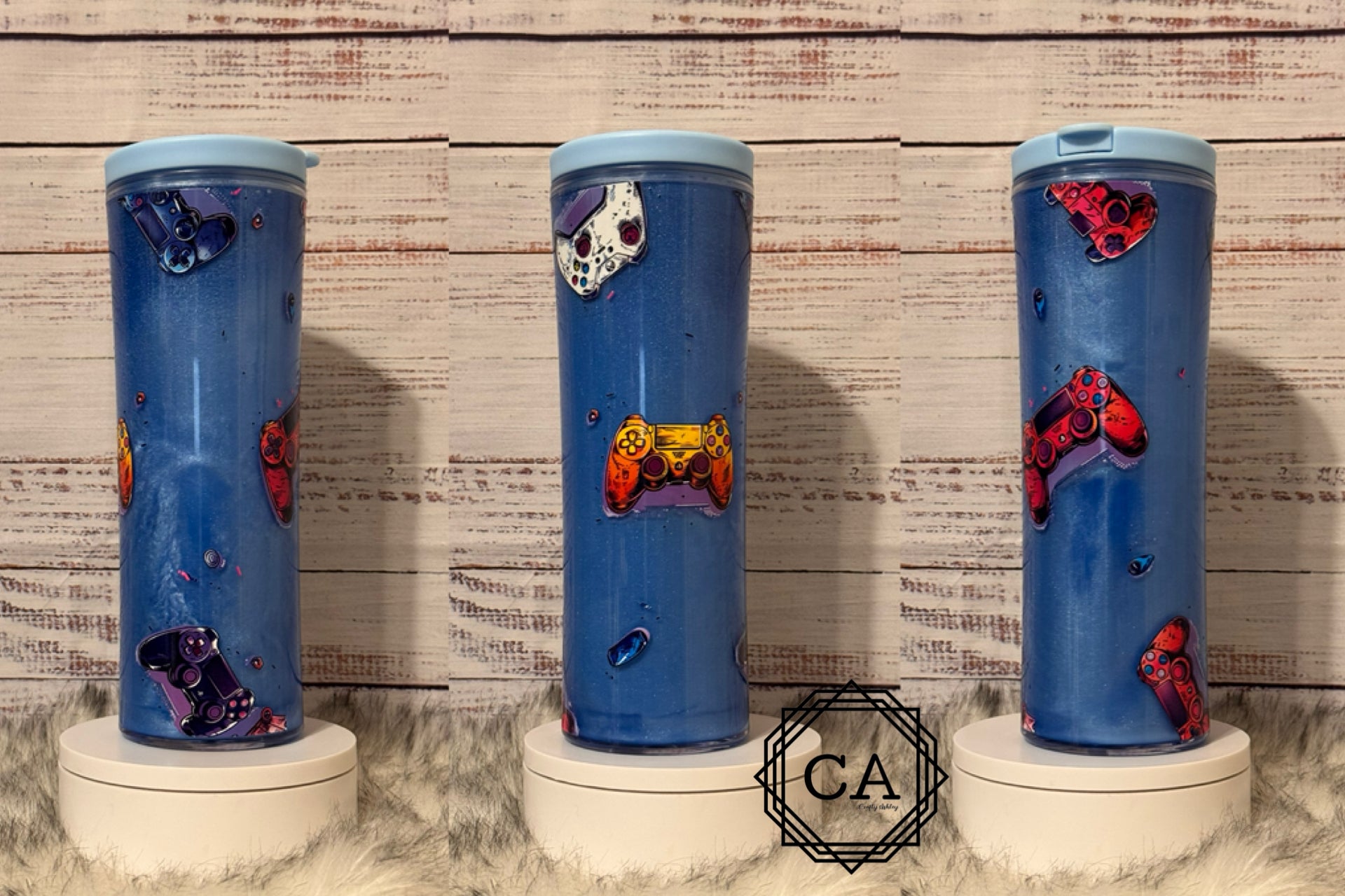 20oz Acrylic Bottle Blue Cat Eye Game Controllers