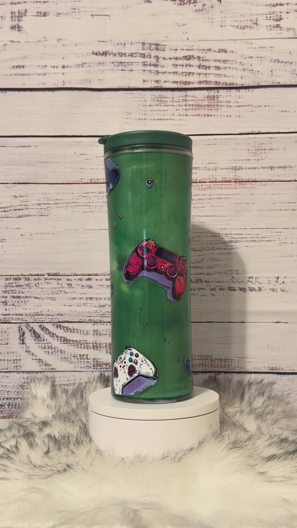 20oz Acrylic Bottle Green Cat Eye Game Controllers