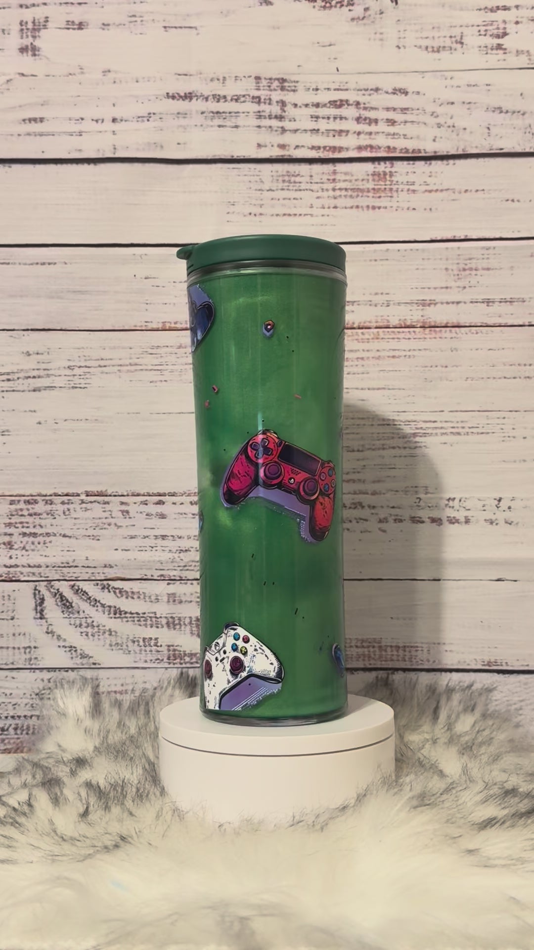 20oz Acrylic Bottle Green Cat Eye Game Controllers