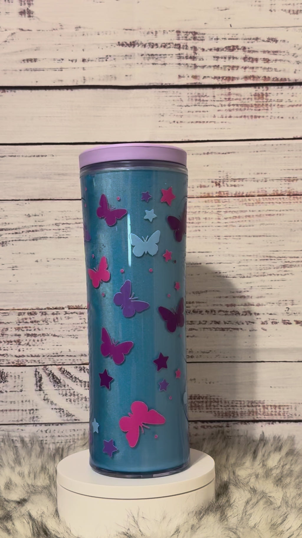 20oz Acrylic Bottle Blue Cat Eye Butterflies