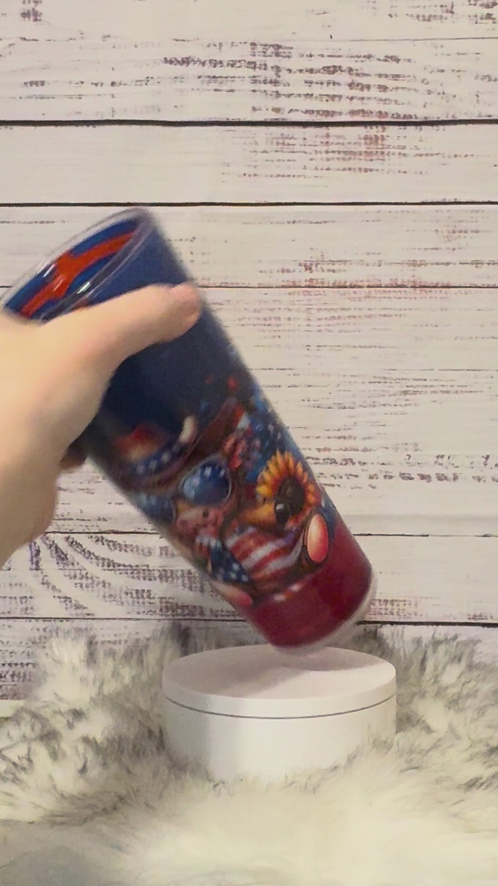 24oz Acrylic Tumbler Red/Blue Patriotic Cow