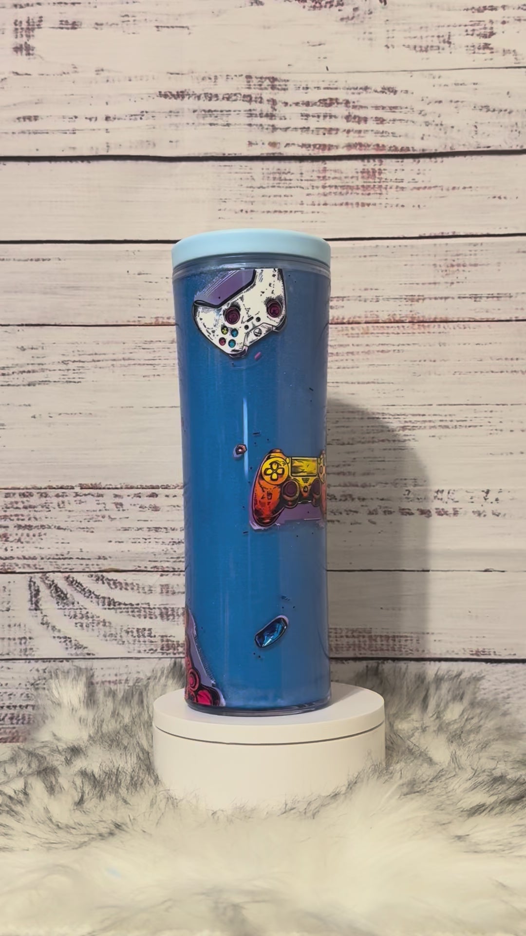 20oz Acrylic Bottle Blue Cat Eye Game Controllers